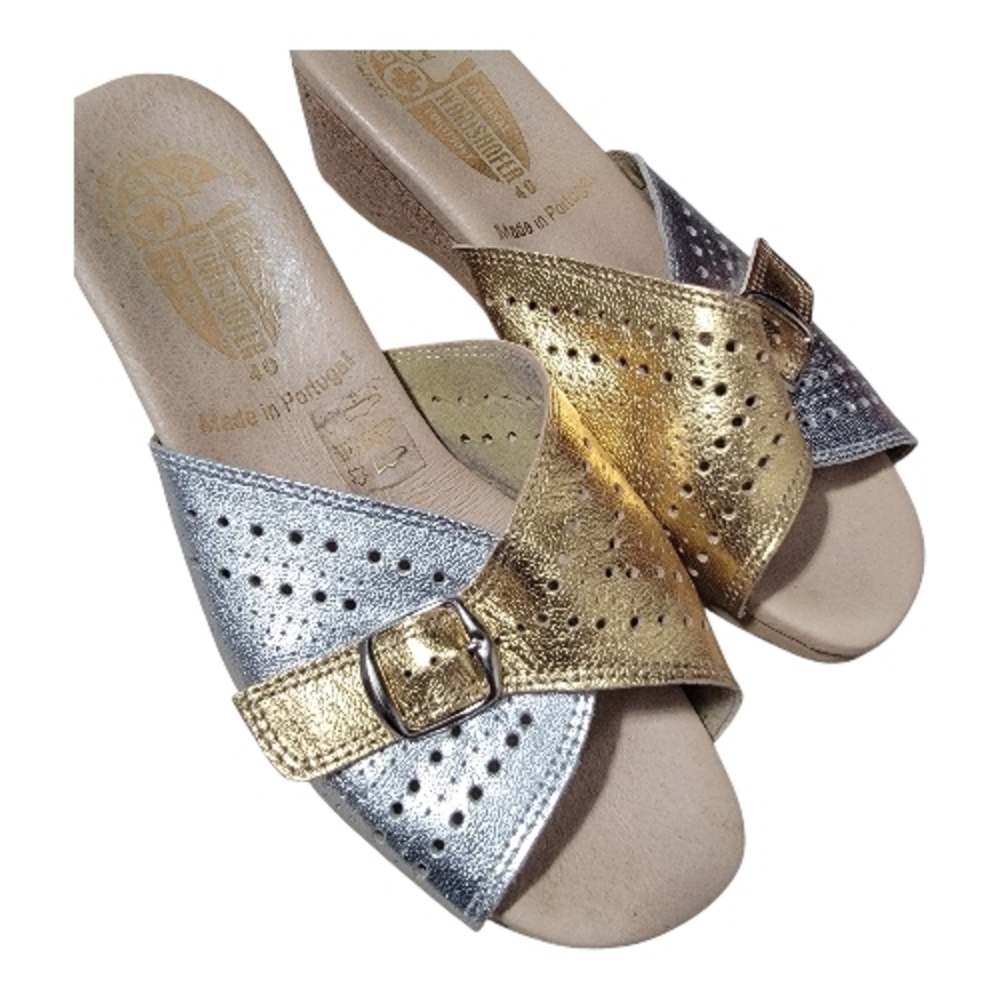 WORISHOFER, Gold and Silver Sandals, Size 40 (81/2-9)